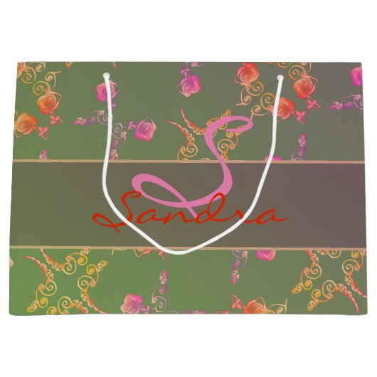 モノグラムバラハートとパープルモス ラージペーパーバッグ (正面)