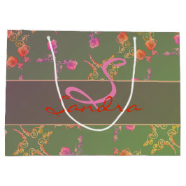 モノグラムバラハートとパープルモス ラージペーパーバッグ