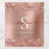 モノグラムバラフェイク金ゴールド-グリッターガーリーグラム ワインラベル (シングルラベル)