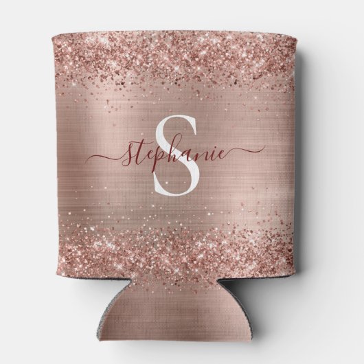 モノグラムバラフェイク金ゴールド-グリッターガーリーグラム 缶クーラー (裏面)