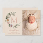 モノグラムバラフォトベビー誕生 案内状 (正面/裏面)