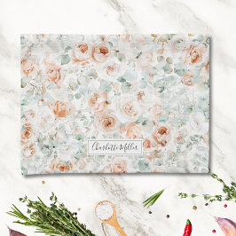 モノグラムバラユーカリ離れスグリーンリーフローラ キッチンタオル