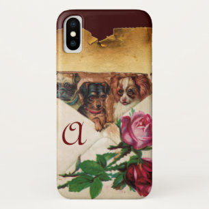モノグラムバラ付き3つのdggies iPhone x ケース