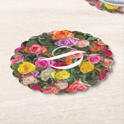 モノグラムバラ結婚式の引き出物 ペーパーコースター (アングル)