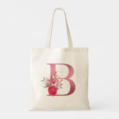 モノグラムバラ金ゴールドアルファベットB水彩花 トートバッグ (裏面)