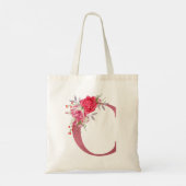 モノグラムバラ金ゴールドアルファベットC水彩花 トートバッグ (裏面)