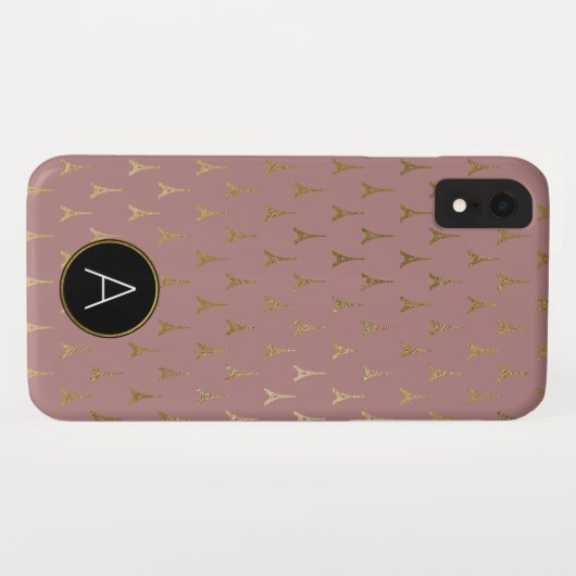 モノグラムバラ金ゴールドアンドゴールドフォイルパリフランス Case-Mate iPhoneケース (裏面(横))