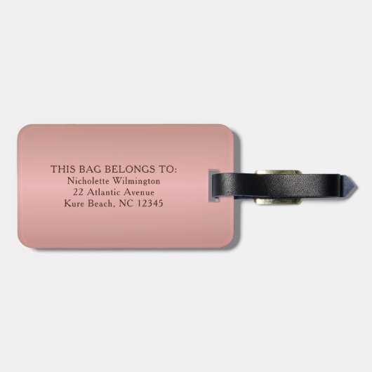 モノグラムバラ金ゴールドガーリースクリプト名前をカスタムする ラゲッジタグ (裏面横)