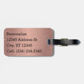 モノグラムバラ金ゴールドグリッターおよびブラックダマスク ラゲッジタグ (裏面横)