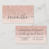 モノグラムバラ金ゴールドグリッターグラデーション赤面化粧毛 名刺 (正面/裏面)