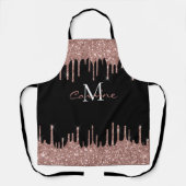 モノグラムバラ金ゴールドグリッタードリップブラックネームエプロン エプロン (正面)