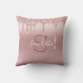 モノグラムバラ金ゴールドグリッタードリップ赤面ピンクトレンディー クッション (裏面)