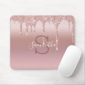 モノグラムバラ金ゴールドグリッタードリップ赤面ピンクトレンディー マウスパッド (マウス)