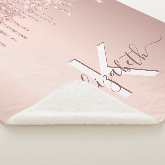 モノグラムバラ金ゴールドグリッターピンクスパークル名 シェルパブランケット (3/4)