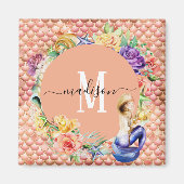 モノグラムバラ金ゴールドグリッターマーメイドはかりで測おもしろいマグン マグネット (正面)