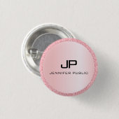 モノグラムバラ金ゴールドグリッタールックエレガントテンプレート 缶バッジ (正面&裏面)