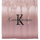 モノグラムバラ金ゴールドドリップグリッタートレンディーバス シャワーカーテン (正面)