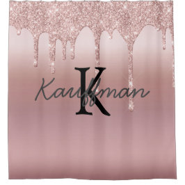 モノグラムバラ金ゴールドドリップグリッタートレンディーバス シャワーカーテン