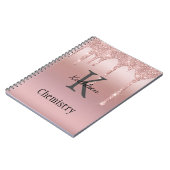 モノグラムバラ金ゴールドドリップグリッター赤面ピンクトレンディー ノートブック (左側)