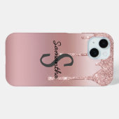 モノグラムバラ金ゴールドドリップグリッター赤面ピンクトレンディー Case-Mate iPhoneケース (裏面 (横))