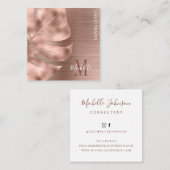 モノグラムバラ金ゴールドパームリーフブラッシュメタル スクエア名刺 (正面/裏面)