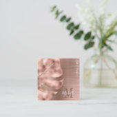 モノグラムバラ金ゴールドパームリーフブラッシュメタル スクエア名刺 (スタンド正面)