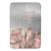 モノグラムバラ金ゴールドパーム銀箔ブラッシュメタル バスマット (正面縦)