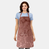 モノグラムバラ金ゴールドピンクトレンディーガーリーフローラ エプロン (着用した状態)
