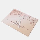 モノグラムバラ金ゴールドピンクモダン星エレガント ドアマット (アングル)