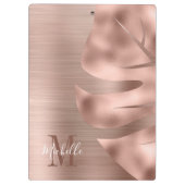 モノグラムバラ金ゴールドブラシ仕上げ金属パームリーフ クリップボード (裏面)