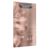 モノグラムバラ金ゴールドブラシ仕上げ金属パームリーフ クリップボード (右)