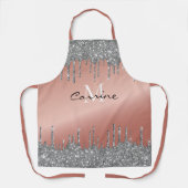 モノグラムバラ金ゴールドメタリック+ピューターグリッタードリップ エプロン (正面)