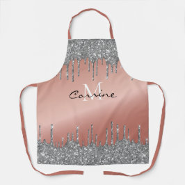 モノグラムバラ金ゴールドメタリック+ピューターグリッタードリップ エプロン
