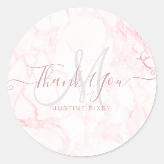 モノグラムバラ金ゴールド大理石シックなスクリプトありがとう ラウンドシール (正面)