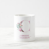 モノグラムバラ金ゴールド水彩フラワーレターC コーヒーマグカップ (中央)