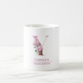 モノグラムバラ金ゴールド水彩フラワーレターY コーヒーマグカップ (中央)