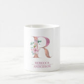 モノグラムバラ金ゴールド水彩花文字R コーヒーマグカップ (中央)