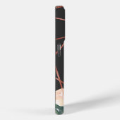 モノグラムバラ金ゴールド水色フローラダークグレー Case-Mate iPhoneケース (裏面 / 右)