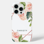 モノグラムバラ金ゴールド水色フローラ幾何学模様 Case-Mate iPhoneケース (裏面)