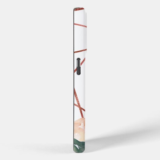 モノグラムバラ金ゴールド水色フローラ幾何学模様 Case-Mate iPhoneケース (裏面 / 右)