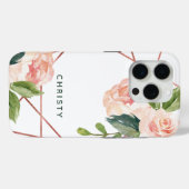 モノグラムバラ金ゴールド水色フローラ幾何学模様 Case-Mate iPhoneケース (裏面 (横))