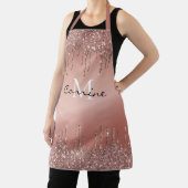 モノグラムバラ金ゴールド滴下グリッターメタリック名 エプロン (インサイチュ)