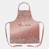 モノグラムバラ金ゴールド滴下グリッターメタリック名 エプロン (正面)