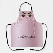 モノグラムバラ金ゴールド滴下グリッターメタリック名 エプロン (正面)