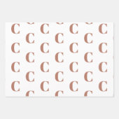 モノグラムバラ金ゴールド白カスタムイニシャルパターン ラッピングペーパーシート (正面3)