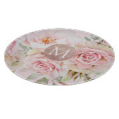 モノグラムバラ金ゴールド赤面ピンクウォーター色フローラ カッティングボード (角)