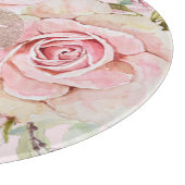 モノグラムバラ金ゴールド赤面ピンクウォーター色フローラ カッティングボード (角)