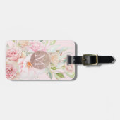 モノグラムバラ金ゴールド赤面ピンクウォーター色フローラ ラゲッジタグ (正面横)