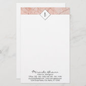 モノグラムバラ金ゴールド連絡大理石情報文房具 便箋 (正面/裏面)