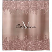 モノグラムバラ金ゴールドDblドリッピンググリッターメタリック シャワーカーテン (正面)